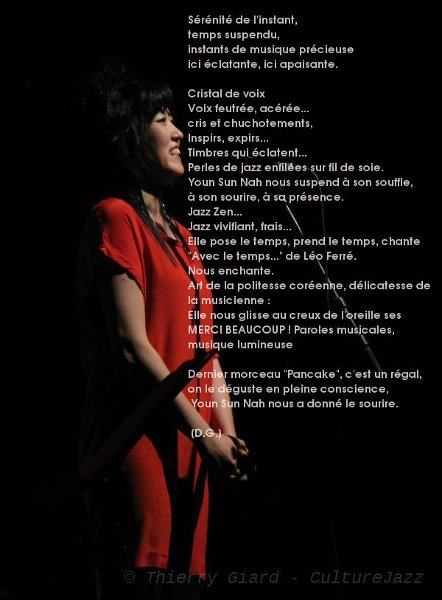 YounSunNah_28mai2011_texte_w.jpg - Youn Sun Nah, en quartet le samedi 28 mai 2011.